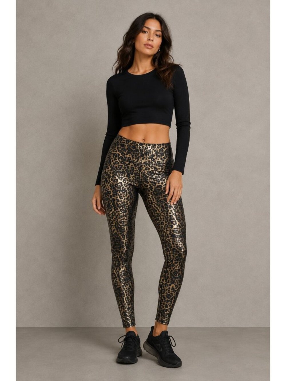 NEW SPANX Metallic Leopard Faux Leather Leggings Size XS